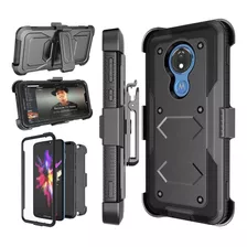 Funda Para Moto G7 Power Con Protector De Pantalla -negra