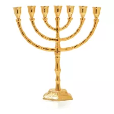 Castiçal Menorah 7 Velas Judaico De Israel Grande Dourado 