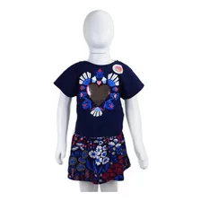 Conjunto Infantil Feminino Coração Azul Tamanho 3