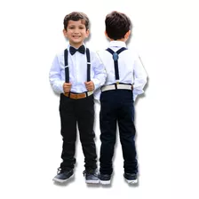 Calça Camisa Social Gravata Suspensorio Kit Pajem Infantil