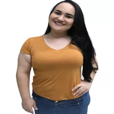 Blusa Plus Size Feminina Básica Fresquinha Camiseta Até G4