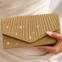 Bolsa Festa Feminina Carteira De Mão Com Corrente Clutch Brilho Dourada Artestore Dourado Lisa