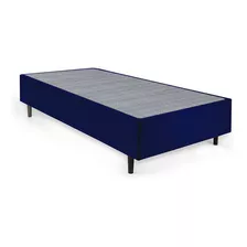 Base Para Cama Box Solteiro Guldi (39x88x188) Azul E Cinza