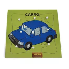 Brinquedo Educativo Quebra Cabeça Com Pinos Carro 9 Peças 