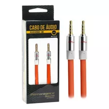 Cabo P2 P2 Auxilar 2 Metros Conector Ouro 3 Vias Flat Stereo Cor Laranja