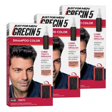 Kit 3x Tonalizante Grecin 5 Shampoo Color 60ml Preto