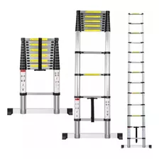 Escalera Telescopica 5 Metros Retractil Facil De Guardar Color Plateado