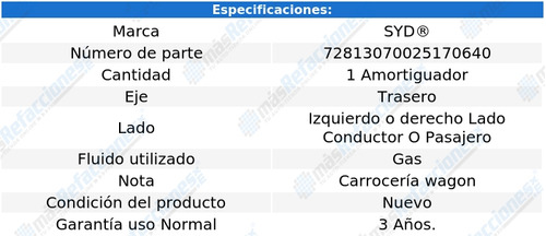 Amortiguador Gas Tras Izquierdo O Derecho Van 87 Al 90 Syd Foto 2