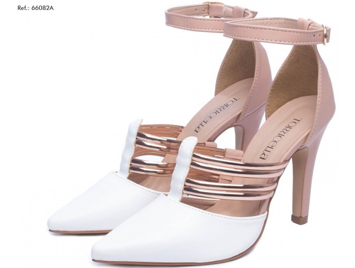 Sandália Scarpin Branco Noiva Rosê Sapato Salto Médio Luxo