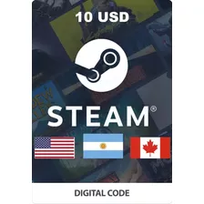 Tarjeta De Regalo Steam 10 Usd - Eeuu / Canadá / Argentina