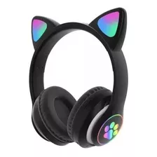 Audífonos Inalámbricos Bluetooth Rgb Orejas Gato Niña Color Negro Color De La Luz Colores