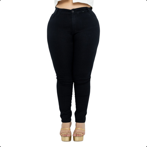 Calça Jeans Plus Size Cintura Alta Elastano Lycra Modeladora