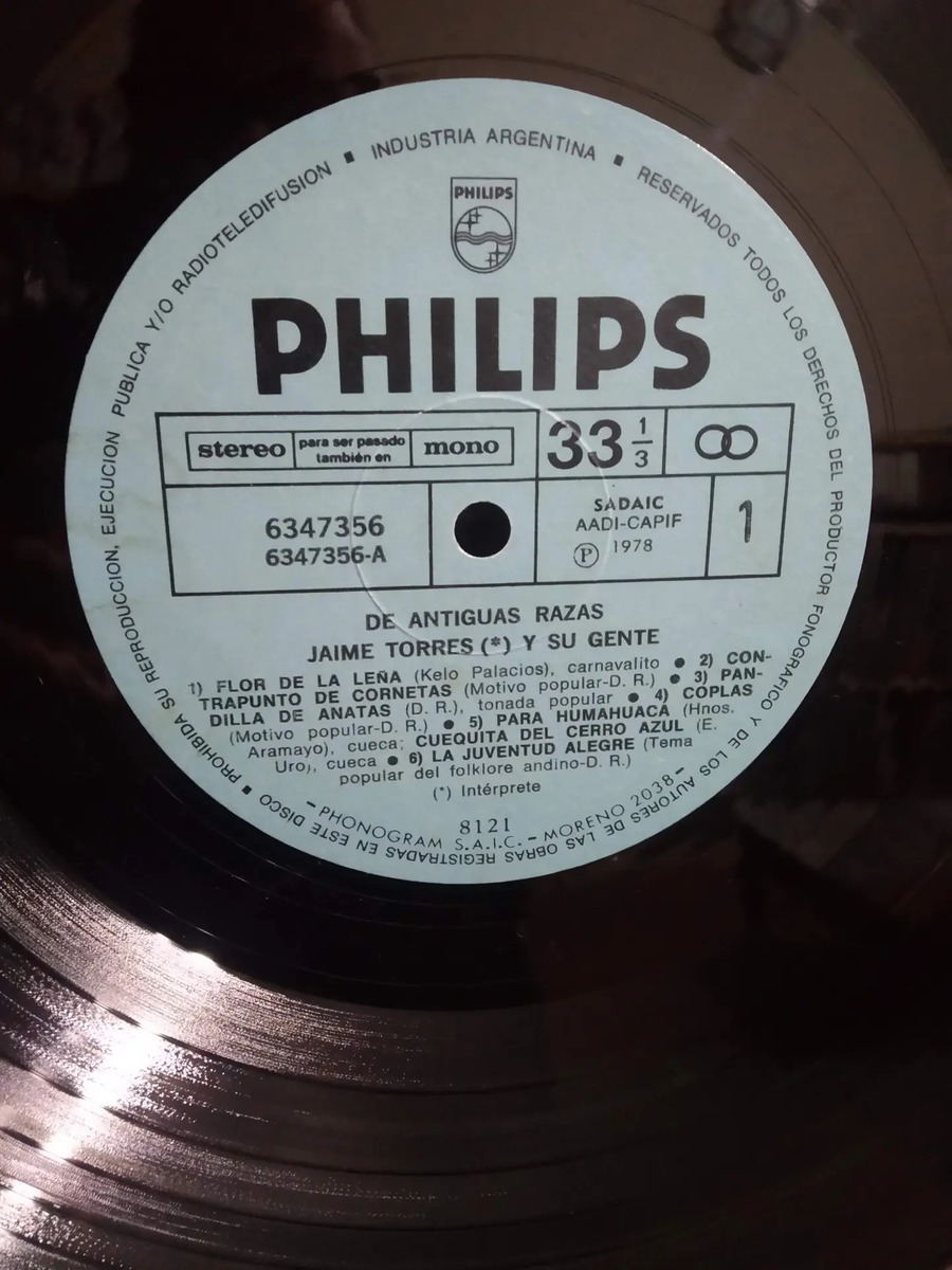 Jaime Torres Y Su Gente - De Antiguas Razas - vinilo 1978