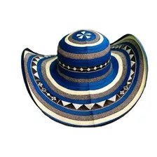 Sombrero Vueltiao Azul Grano De Arroz 21 Vuéltas Original