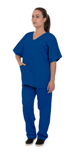 Conjunto Pijama Cirúrgico Scrubs Azul Royal Masc E Fem