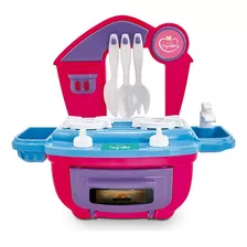 Kit Cozinha Infantil Brinquedo Completa Pia Fogão Panela Cor Rosa