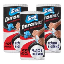 Pano Reutilizável Multiuso Scott Duramax C/3 Rolos 174 Panos Cor Branco