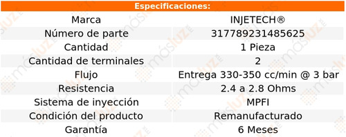 1) Inyector Combustible New Yorker L4 2.5l 90/93 Injetech Foto 4