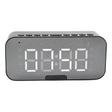 Caixa Relógio Despertador Espelho Som Bluetooth Rádio Fm Cor Preto 110v/220v