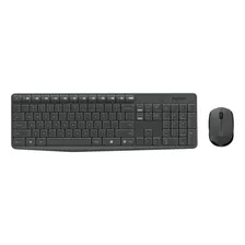 Kit De Teclado Y Mouse Gamer Inalámbrico Logitech Mk235 Inglés De Color Negro