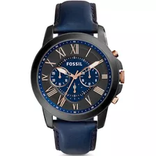Reloj Caballero Fossil Fs5061 Color Azul Marino De Piel