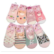 Kit 4 Pares Meia Sapatilha Antiderrapante Infantil Menina