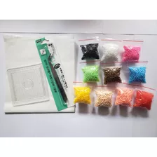 Kit Iniciante Hama Beads Perler 2.6mm + 1 Pegboard + Pinça