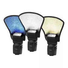 Tres Pcs Difusor Flash Leque Rebatedor Prata Dourado Azul