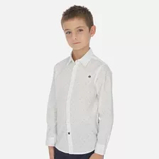 Camisa Manga Larga Estampada Niño 6153 Blanco