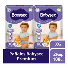 2 Paquetes De Pañales De Bebé Babysec Premium 108 Un Xg