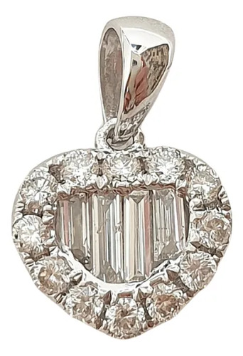 Pingente Mini Pizza Coração Diamantes 0,31ct 8.8mm Ouro 18k Branco