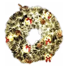 Corona Navidad Led Grande 50cm Fibra Óptica Y Osos Navideños