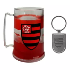 Caneca Gel Congelante Com Chaveiro Prateado Flamengo