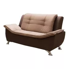 Sillon 2 Cuerpos Sofá Living Terciopelo Almohadones Marrón