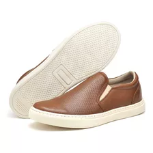 Tenis Iate Masculino Slip On De Couro Original Forrado + Gel