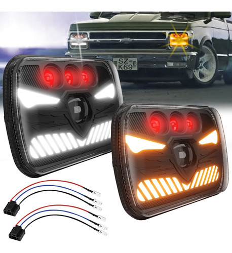 2pc Faros Led 5x7 6x7 Hi/lo Haz Seal Drl Camione Jeep Yj Xj Foto 2