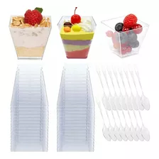 Mini Taza De Postre Desechable De 100 Piezas Con Cuchara