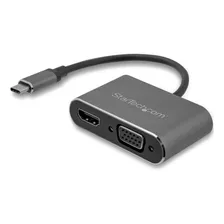 Adaptador Startech Usb-c A Vga Y Hdmi 2en1- 4k 30hz Gris