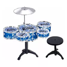 Bateria Infantil Rocky 10 Peças Completa Banqueta Meninos