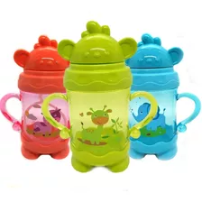 Garrafa Copo Infantil Canudo De Silicone Alça 290 Ml Cor Meninos