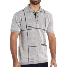 Camisa Polo Masculina Tricôt -quadro Links-gelo-dir.fabric.