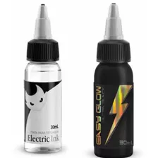 Kit Tinta Tattoo Preta Easy Glow Ultra Black / Diluente 30ml