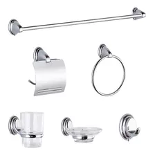 Set Accesorios Baño Ducha 6 Pzs Acero Inox Vidrio Gloa Drava