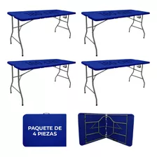 Mesa Linium Plegable Portafolio 180mts Paquete Con 4 Mesas Color Azul