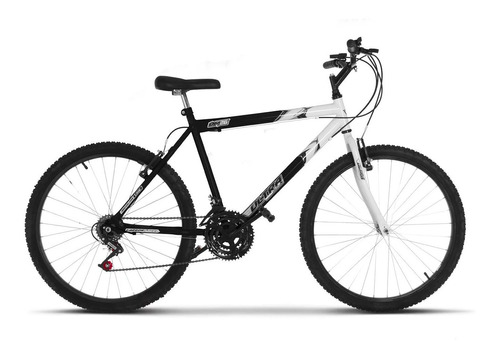 Bicicleta  De Passeio Masculina Ultra Bikes Bike Aro 26 18v Freios V-brakes Cor Preto-fosco/branco