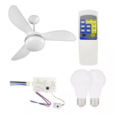 Kit Ventilador Teto 220v+ Controle 5 Vel+2 Lâmpadas Led 9w