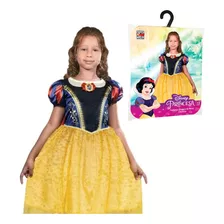 Fantasia Vestido Infantil Branca De Neve Princesa Disney 