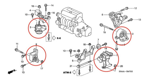 Kit De 4 Soportes Motor Y Caja Honda Crv 2.4 (2002-2006) Aut Foto 2