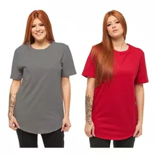 Kit 02 Camiseta Feminina Oversized Longline C1