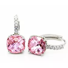 Aros De Plata925 Dorados Con Piedras Circonoa Rosa